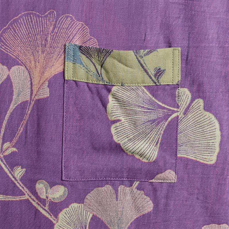 Retro Ginkgo Leaf Cotton Kimono Robe