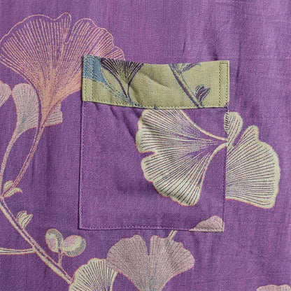 Retro Ginkgo Leaf Cotton Kimono Robe