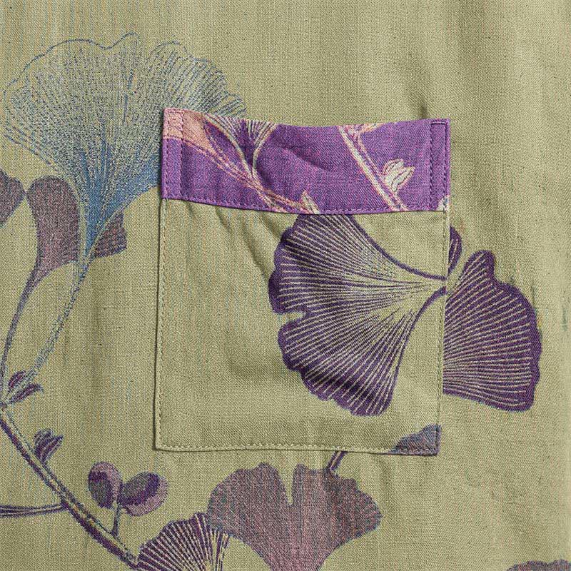 Retro Ginkgo Leaf Cotton Kimono Robe