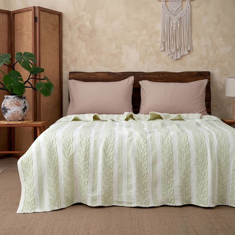 Scandinavian Leaf Stitch Cotton Quilt