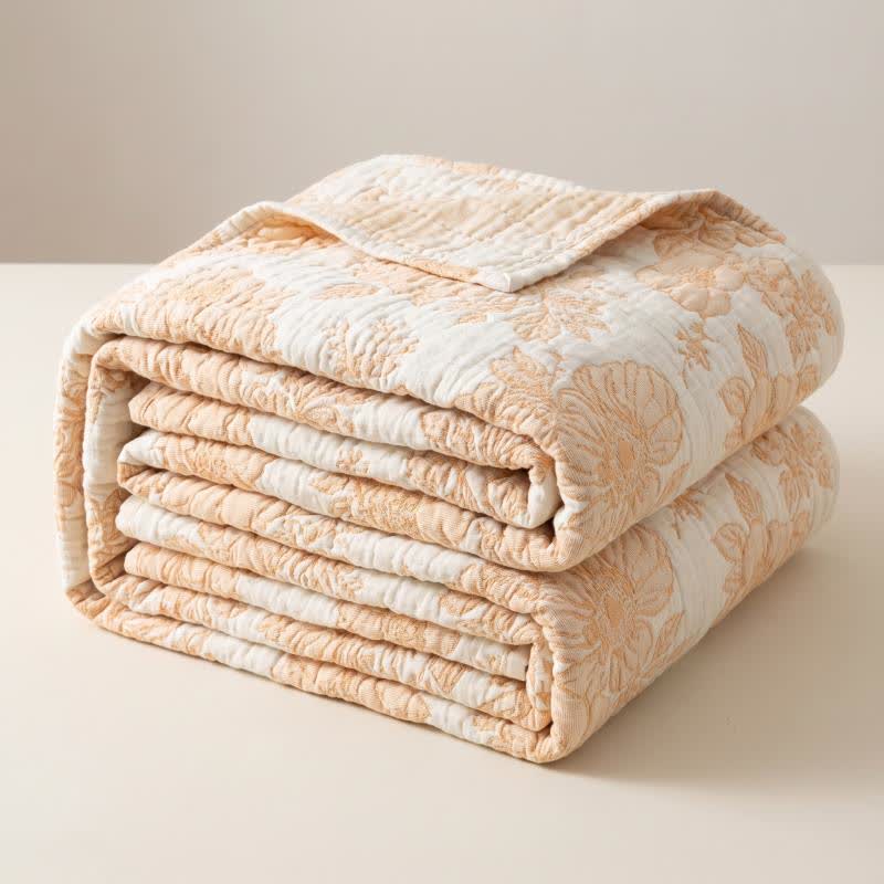 Minimal Bloom Cotton Coverlet Quilt