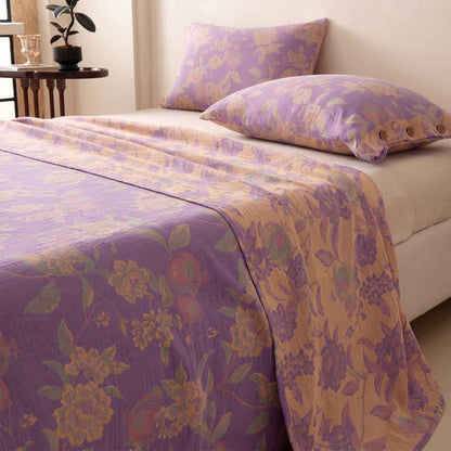 Vinatge Floral Muslin Coverlet Bedspread
