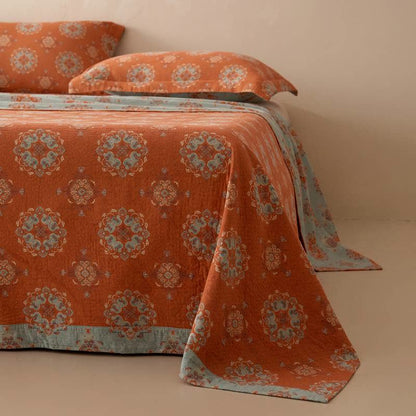 Oriental Medallion Floral Muslin Bedspread