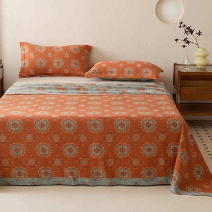 Oriental Medallion Floral Muslin Bedspread