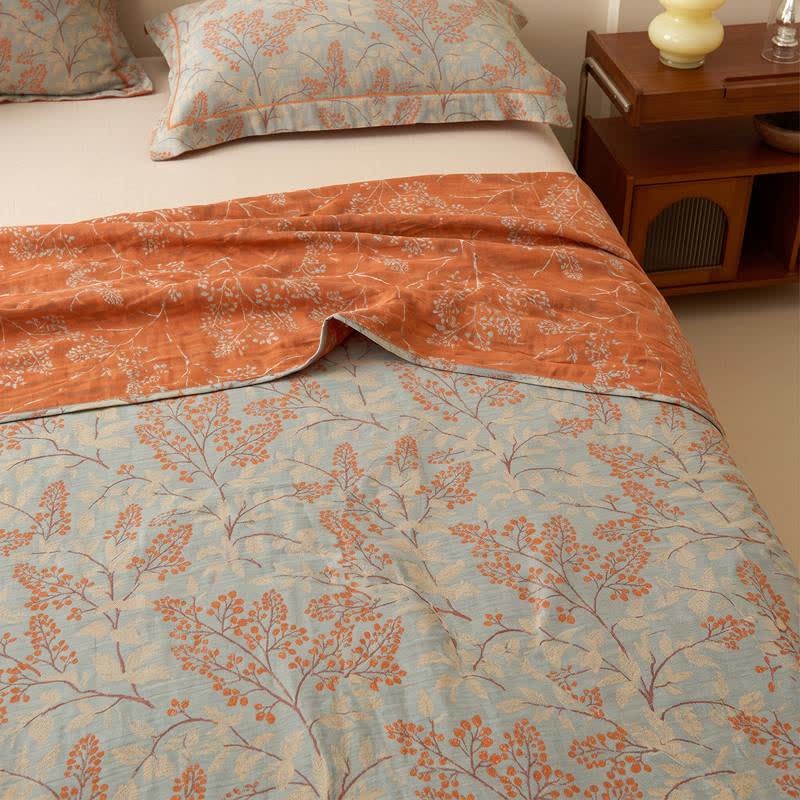Botanical Branch Muslin Reversible Bedspread