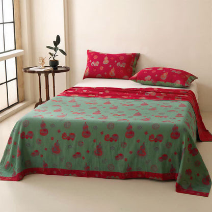 Gourd Pattern Muslin Reversible Coverlet Bedspread