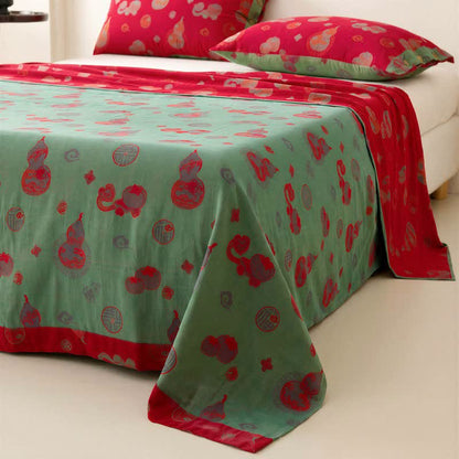 Gourd Pattern Muslin Reversible Coverlet Bedspread