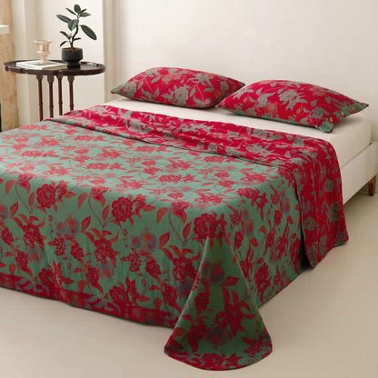 Opulent Floral Muslin Reversible Bedspread