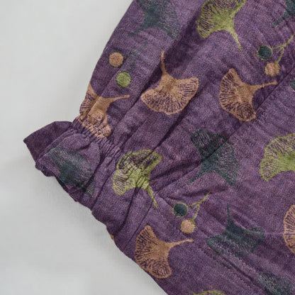 Retro‑Style Ginkgo Leaf Cotton Loose Lounge Pants Autumn Black Breathable Casual Pants Cotton Cotton Gauze Gauze Ginkgo Leaf Homewear L Leaf Loungewear newin260810 Nightwear Pajama Pajama Pants Pants Purple Sleep Pants Sleepwear Spring Summer Vintage women XL