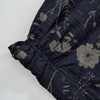 Navy Blue Wildflower Cotton Gauge Lounge Pants Autumn Breathable Casual Pants Cotton Cotton Gauze Flower Gauze Homewear L Loungewear Navy Blue newin260810 Nightwear Pajama Pajama Pants Pants Sleep Pants Sleepwear Spring Summer Vintage Wildflower women XL