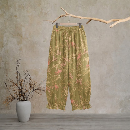 Retro Olive Green Bamboo Lounge Pants Autumn Bamboo Breathable Casual Pants Homewear L Loungewear M newin260810 Nightwear Olive Green Pajama Pajama Pants Pants Rayon Sleep Pants Sleepwear Spring Summer Vintage Viscose women XL