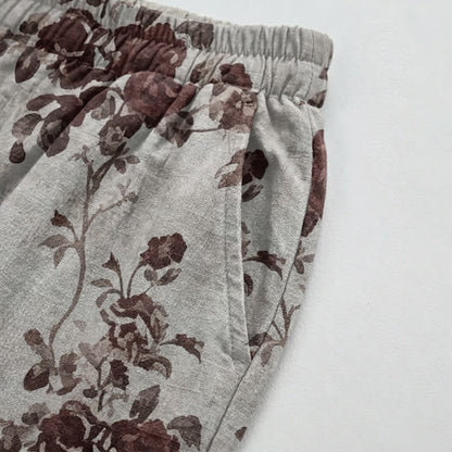 Vintage Light Gray Rose Loose Lounge Pants Autumn Breathable Casual Pants Homewear L Light Gray Loungewear M newin260810 Nightwear Pajama Pajama Pants Pants Rayon Retro Rose Sleep Pants Sleepwear Spring Summer Vintage Viscose women XL