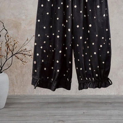 Timeless Black Polka‑Dot Lounge Pants Autumn Black Breathable Casual Pants Homewear L Loungewear M newin260810 Nightwear Pajama Pajama Pants Pants Polka‑Dot Rayon Retro Sleep Pants Sleepwear Spring Summer Timeless Viscose Whimsical women XL