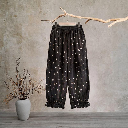 Timeless Black Polka‑Dot Lounge Pants Autumn Black Breathable Casual Pants Homewear L Loungewear M newin260810 Nightwear Pajama Pajama Pants Pants Polka‑Dot Rayon Retro Sleep Pants Sleepwear Spring Summer Timeless Viscose Whimsical women XL