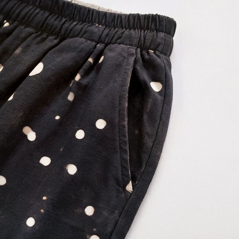 Timeless Black Polka‑Dot Lounge Pants Autumn Black Breathable Casual Pants Homewear L Loungewear M newin260810 Nightwear Pajama Pajama Pants Pants Polka‑Dot Rayon Retro Sleep Pants Sleepwear Spring Summer Timeless Viscose Whimsical women XL