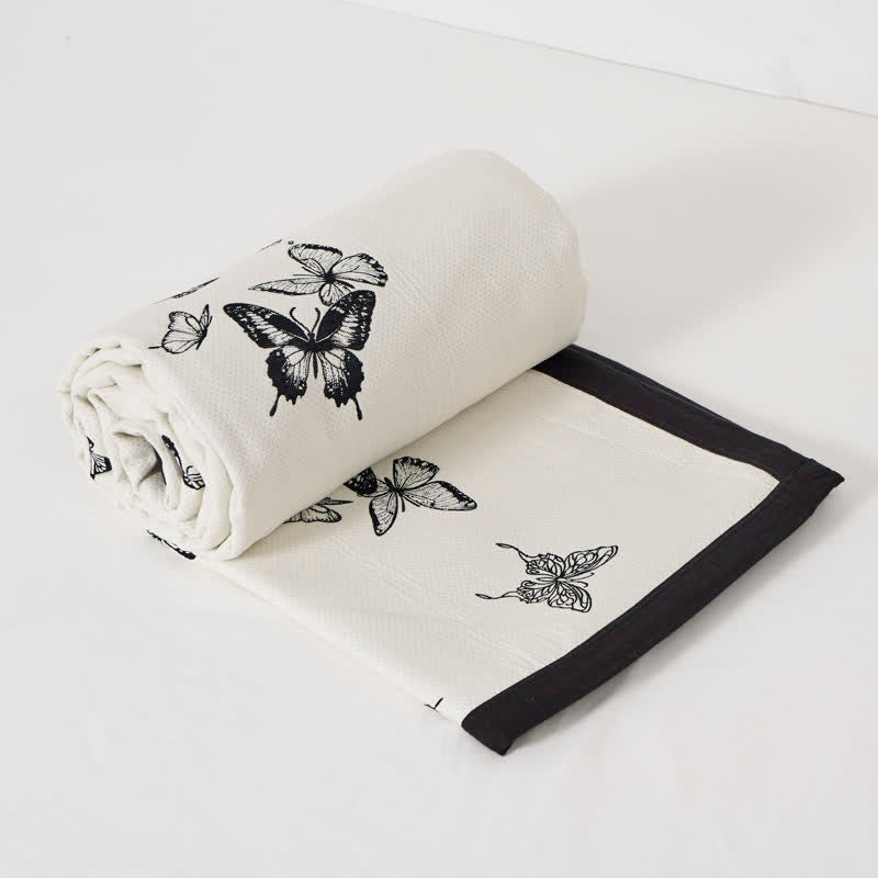 Monochrome Butterfly Cotton Gauze Quilts