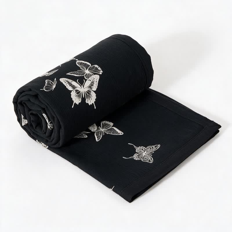 Monochrome Butterfly Cotton Gauze Quilts