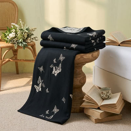 Monochrome Butterfly Cotton Gauze Quilts