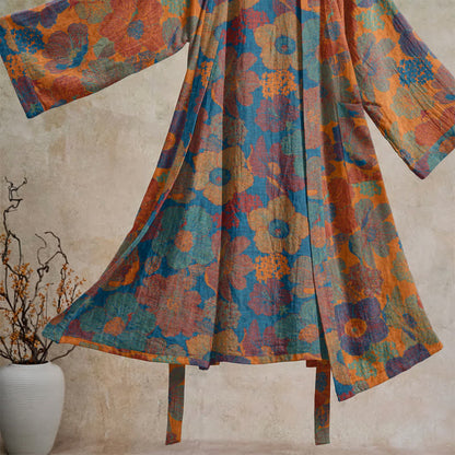 Vintage Flower Cotton Kimono Robe