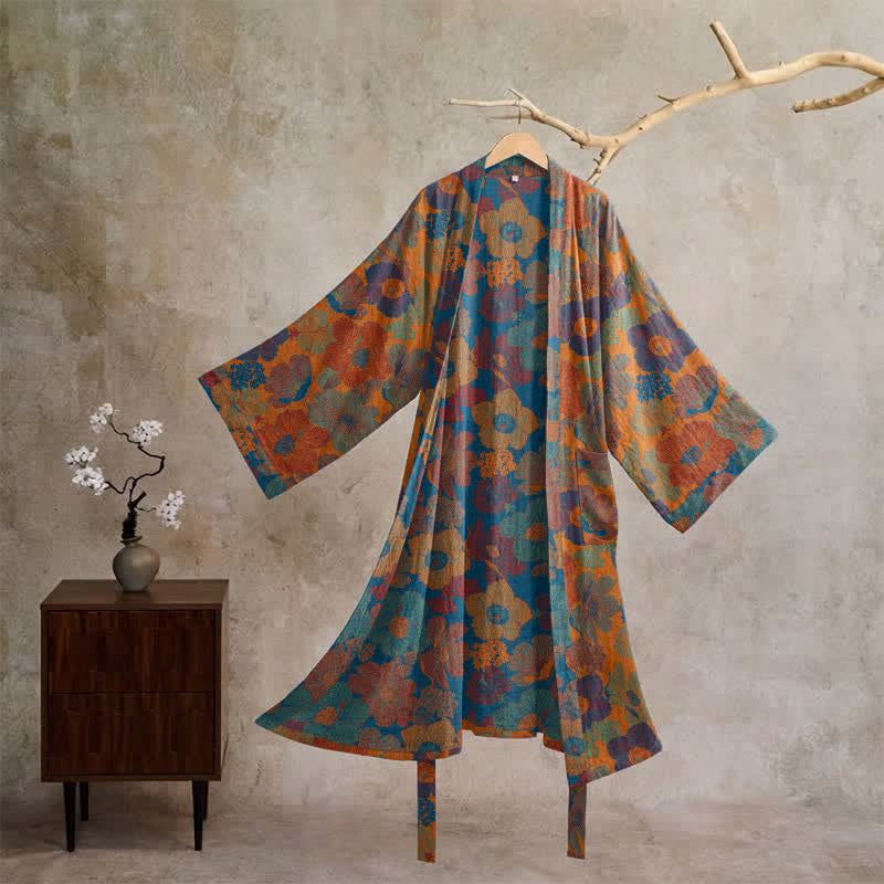 Vintage Flower Cotton Kimono Robe