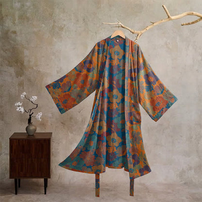 Vintage Flower Cotton Kimono Robe