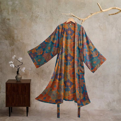 Vintage Flower Cotton Kimono Robe