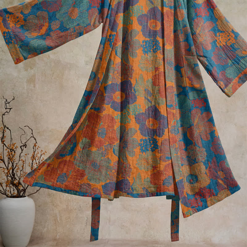 Vintage Flower Cotton Kimono Robe