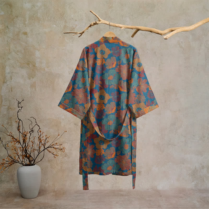 Vintage Flower Cotton Kimono Robe