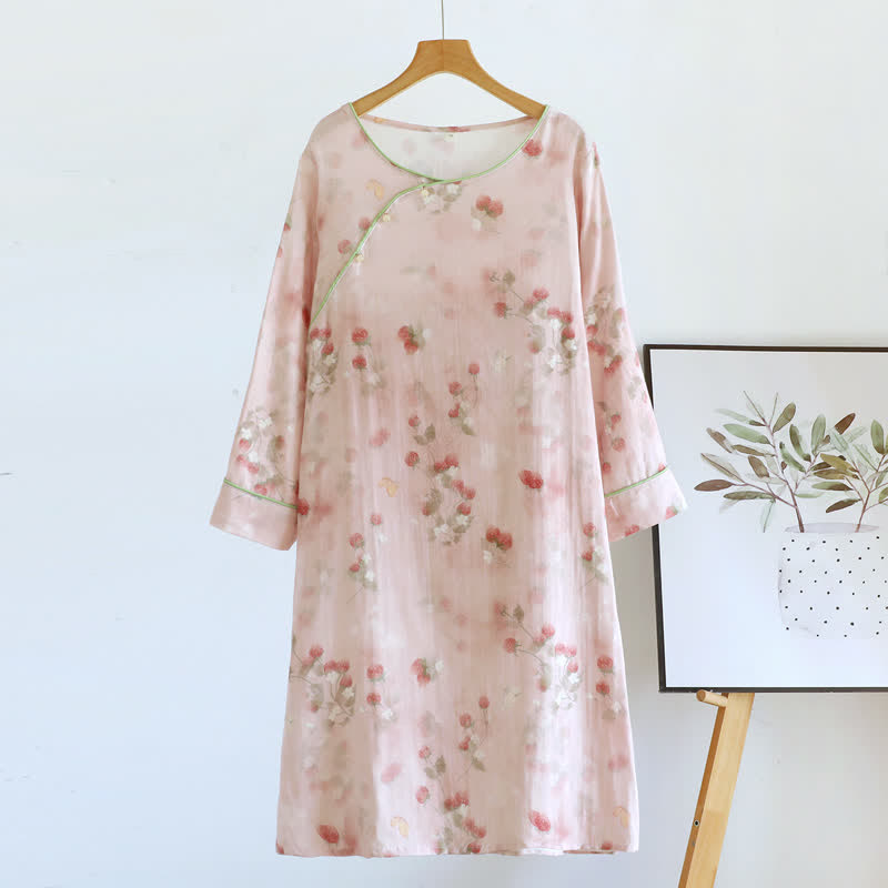 Pink Strawberry Cotton Lounge Nightgown