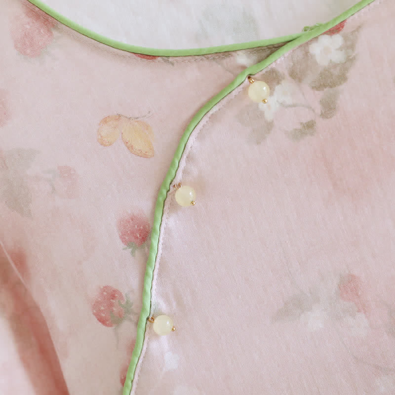 Pink Strawberry Cotton Lounge Nightgown