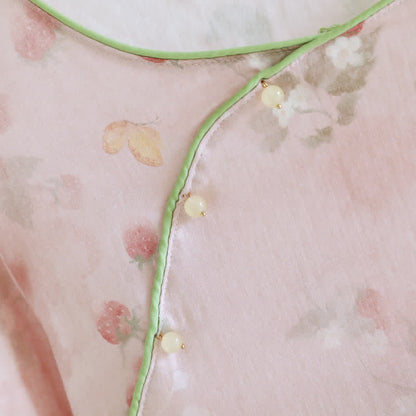 Pink Strawberry Cotton Lounge Nightgown