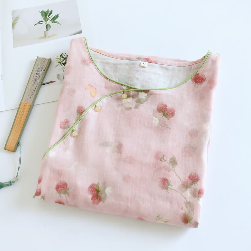 Pink Strawberry Cotton Lounge Nightgown