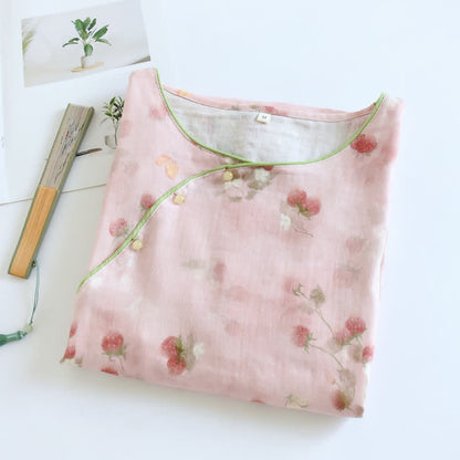 Pink Strawberry Cotton Lounge Nightgown