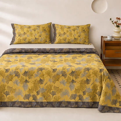 Golden Ginkgo Leaf Cotton Bedding Set