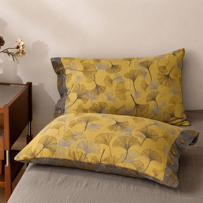 Golden Ginkgo Leaf Cotton Bedding Set