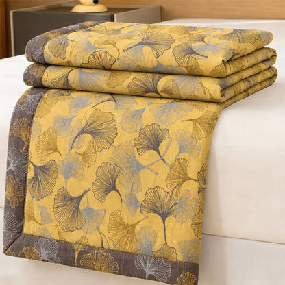 Golden Ginkgo Leaf Cotton Bedding Set