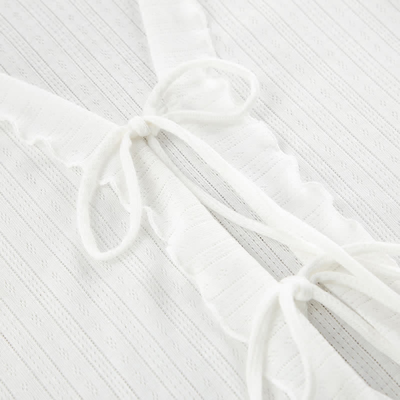 White Ruffle Cotton Loungewear Set