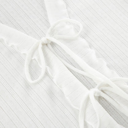 White Ruffle Cotton Loungewear Set