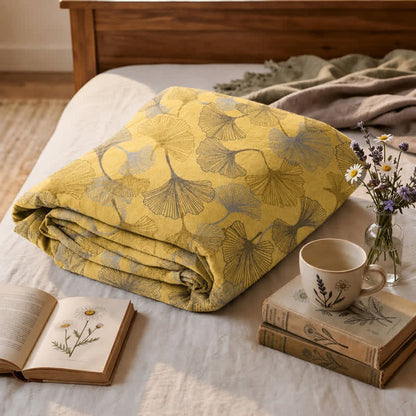 Golden Ginkgo Cotton Gauge Blanket