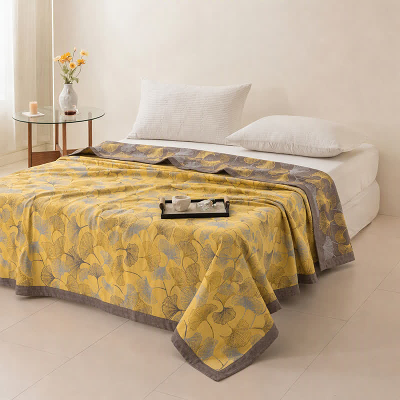 Golden Ginkgo Cotton Gauge Blanket