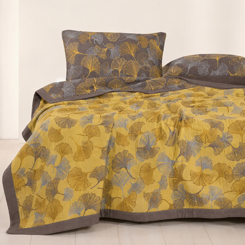 Golden Ginkgo Cotton Gauge Blanket