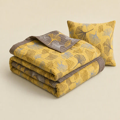 Golden Ginkgo Cotton Gauge Blanket