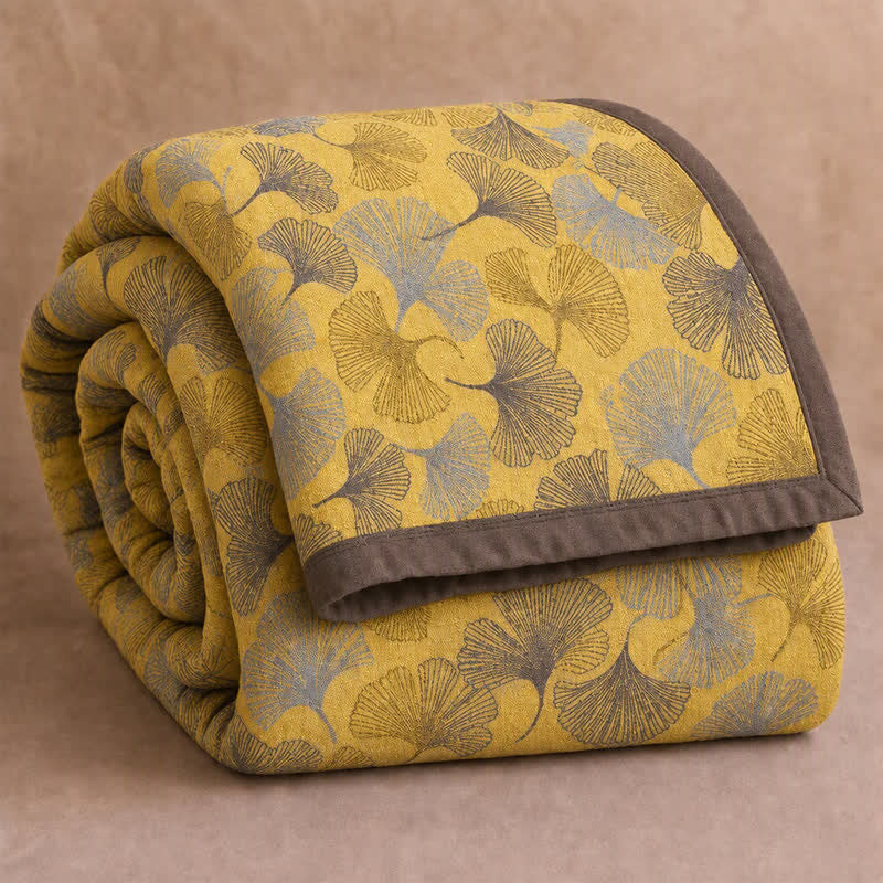 Golden Ginkgo Cotton Gauge Blanket