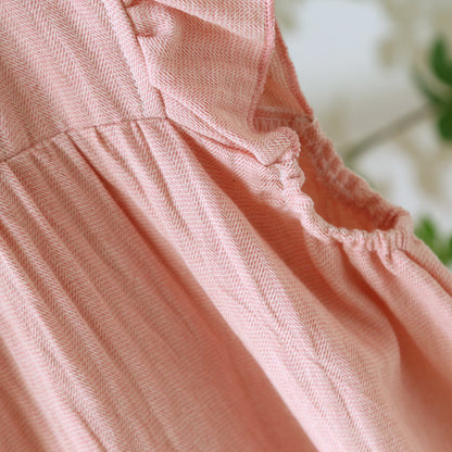 Breezy Ruffle Trim Cotton Lounge Set Breathable Casual Cotton Cotton Linen Blend Elastic Waist Flutter Sleeve Homewear L Lightweight Loose Fit Loungewear Matching Set Pajama Pajama Set Pullover Style Set Sleepwear Sleeveless Sleeveless Top Soft Cotton Solid Color Spring Summer Two Piece Set women