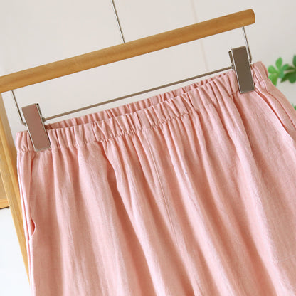 Breezy Ruffle Trim Cotton Lounge Set Breathable Casual Cotton Cotton Linen Blend Elastic Waist Flutter Sleeve Homewear L Lightweight Loose Fit Loungewear Matching Set Pajama Pajama Set Pullover Style Set Sleepwear Sleeveless Sleeveless Top Soft Cotton Solid Color Spring Summer Two Piece Set women