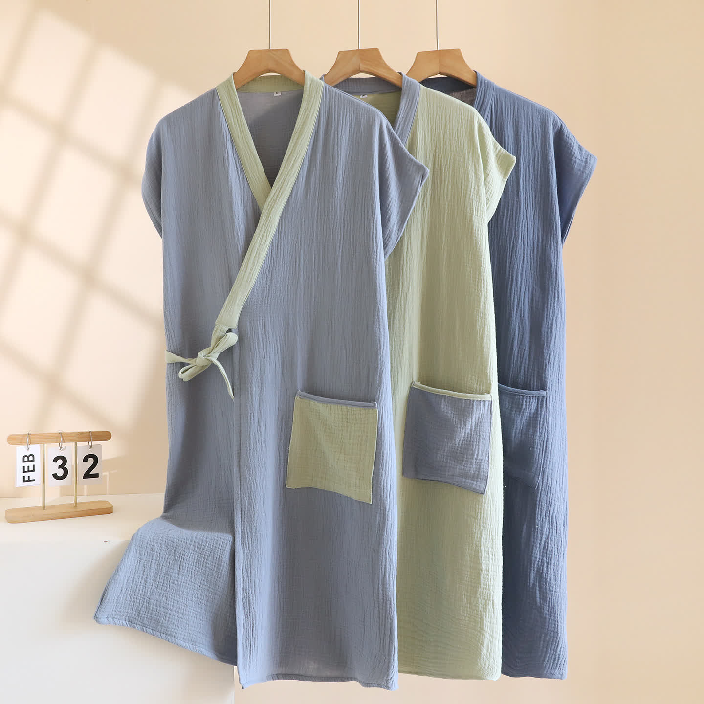 Minimalist Cotton Kimono Wrap Homewear Robe 100% Cotton Adult All Season Bathrobe Breathable Casual Comfortable Cotton Cotton Gauze Couples Loungewear Crinkled Texture Dressing Gown Fairy Style Homewear House Robe Indoor Kimono Style Knee Length L Lightweight Loose Fit Loungewear Minimalist Pajama Patch Pocket Postpartum Robe Robe Short Sleeve Side Tie Closure Sleepwear Soft Cotton Spa Robe Spring Summer Unisex V-Neck Warm Weather Wrap Robe