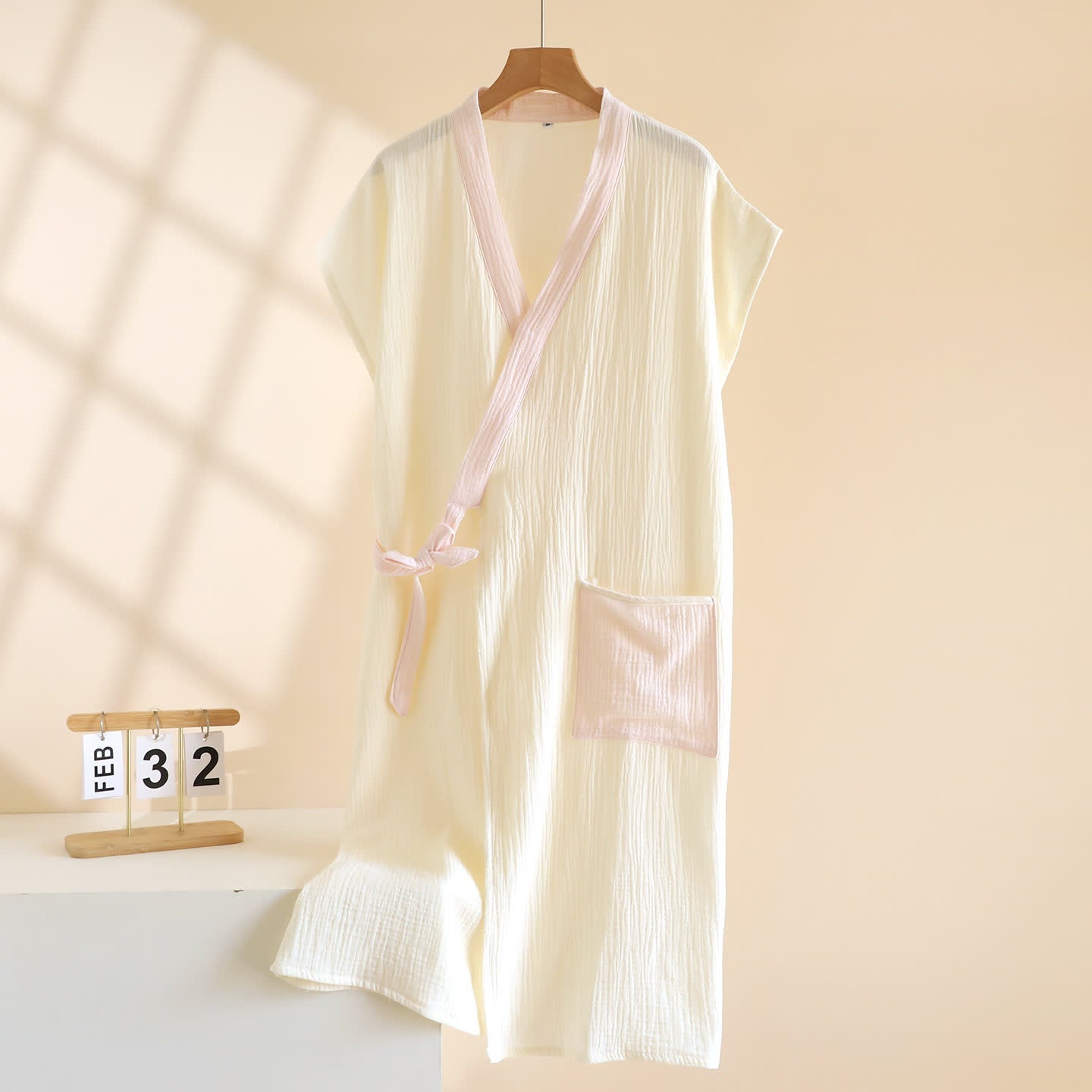 Minimalist Cotton Kimono Wrap Homewear Robe 100% Cotton Adult All Season Bathrobe Breathable Casual Comfortable Cotton Cotton Gauze Couples Loungewear Crinkled Texture Dressing Gown Fairy Style Homewear House Robe Indoor Kimono Style Knee Length L Lightweight Loose Fit Loungewear Minimalist Pajama Patch Pocket Postpartum Robe Robe Short Sleeve Side Tie Closure Sleepwear Soft Cotton Spa Robe Spring Summer Unisex V-Neck Warm Weather Wrap Robe