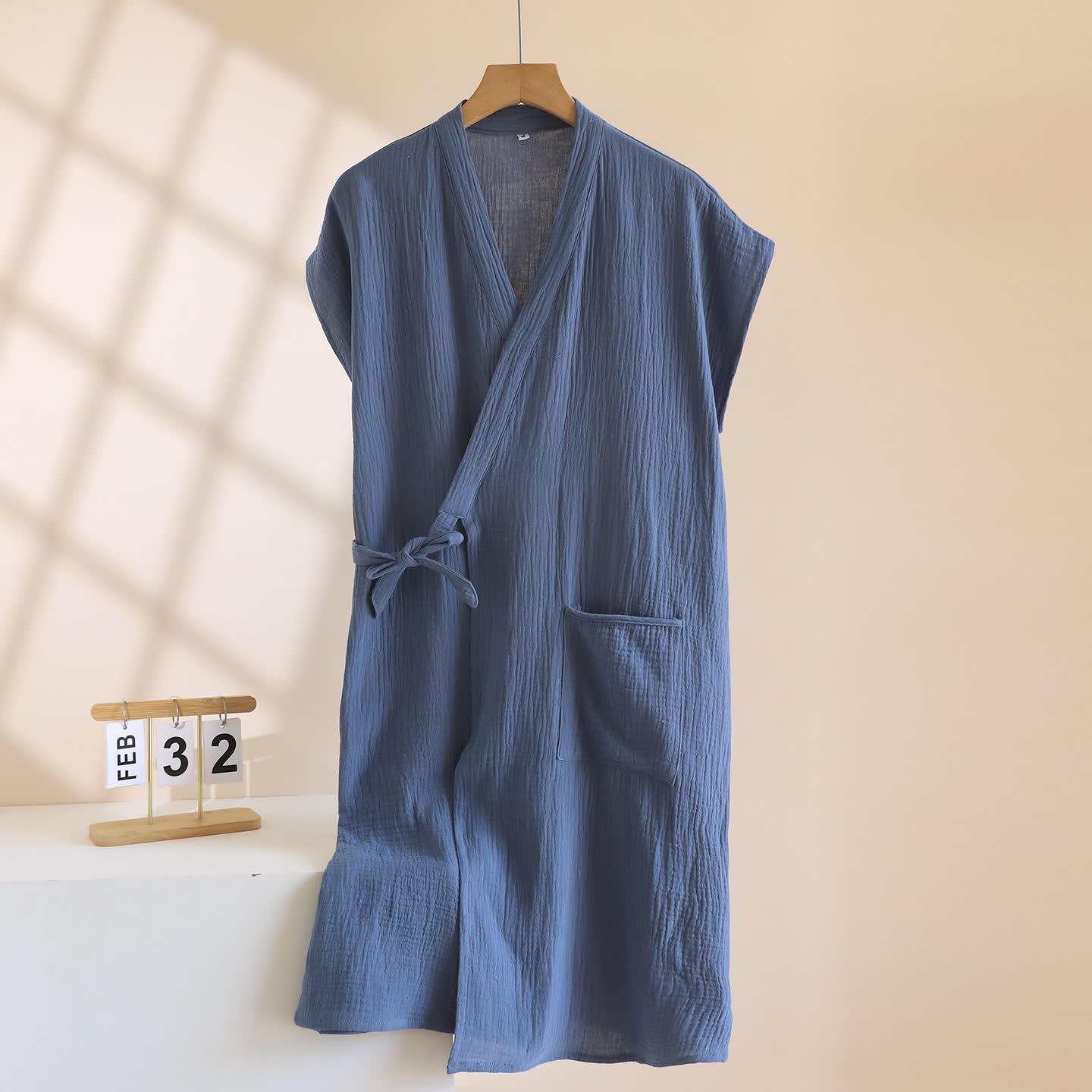 Minimalist Cotton Kimono Wrap Homewear Robe 100% Cotton Adult All Season Bathrobe Breathable Casual Comfortable Cotton Cotton Gauze Couples Loungewear Crinkled Texture Dressing Gown Fairy Style Homewear House Robe Indoor Kimono Style Knee Length L Lightweight Loose Fit Loungewear Minimalist Pajama Patch Pocket Postpartum Robe Robe Short Sleeve Side Tie Closure Sleepwear Soft Cotton Spa Robe Spring Summer Unisex V-Neck Warm Weather Wrap Robe