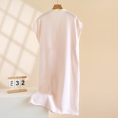 Minimalist Cotton Kimono Wrap Homewear Robe 100% Cotton Adult All Season Bathrobe Breathable Casual Comfortable Cotton Cotton Gauze Couples Loungewear Crinkled Texture Dressing Gown Fairy Style Homewear House Robe Indoor Kimono Style Knee Length L Lightweight Loose Fit Loungewear Minimalist Pajama Patch Pocket Postpartum Robe Robe Short Sleeve Side Tie Closure Sleepwear Soft Cotton Spa Robe Spring Summer Unisex V-Neck Warm Weather Wrap Robe