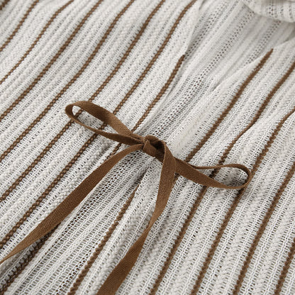 Effortless Stripe Cotton Wrap Resort Loungewear Set